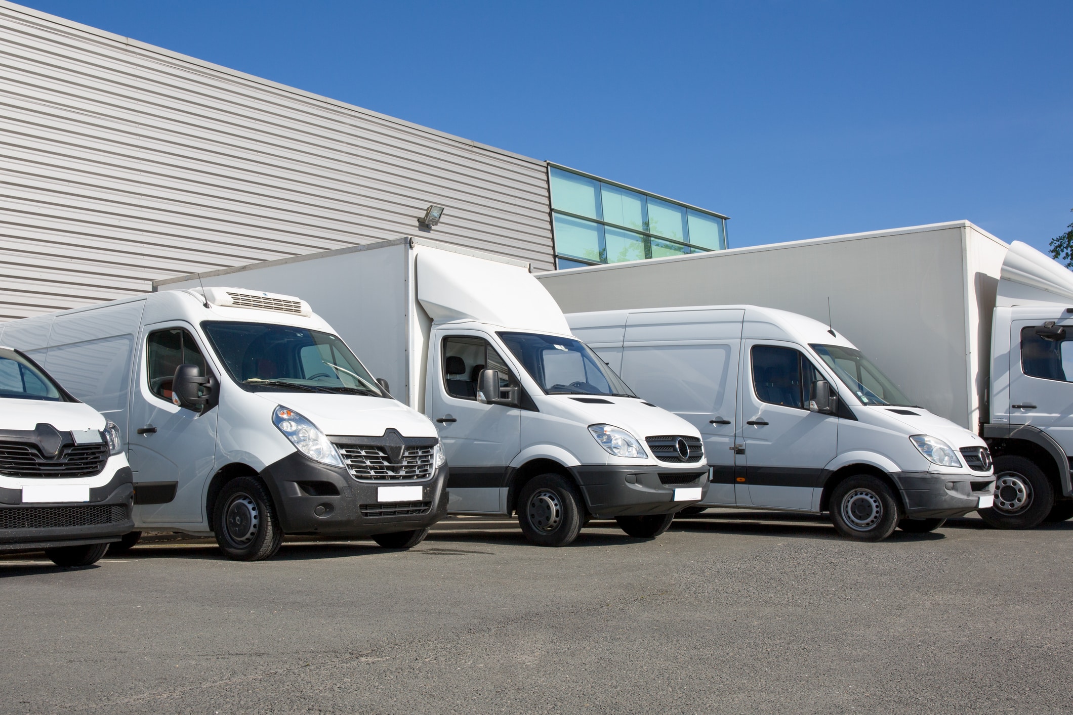 fleet of cargo trucks parked