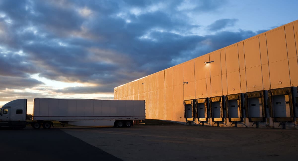 single truck parked at loading dock
