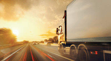 semi truck on busy roadway