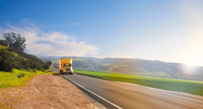 semi truck on country roadway