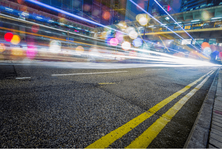 night view of highway traffic