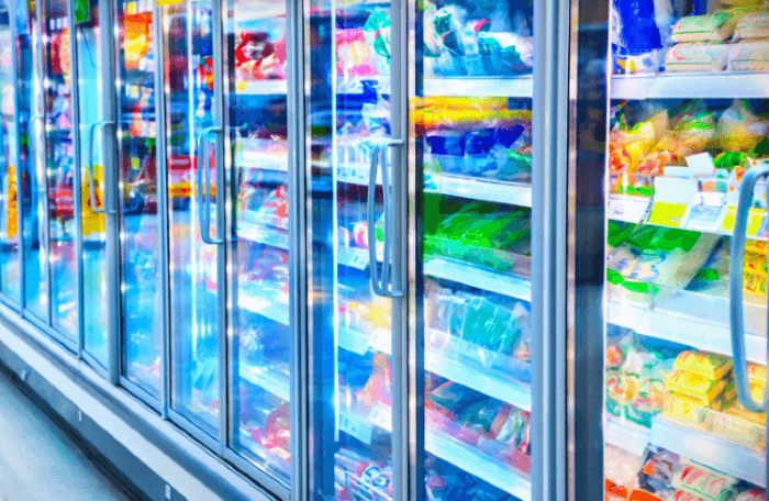 freezer section in grocery stores