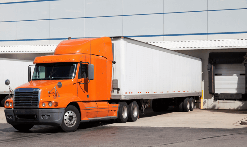 semi truck at loading dock