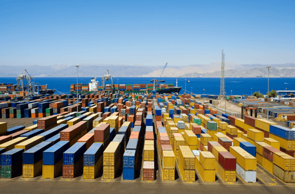 shipping containers in drop yard