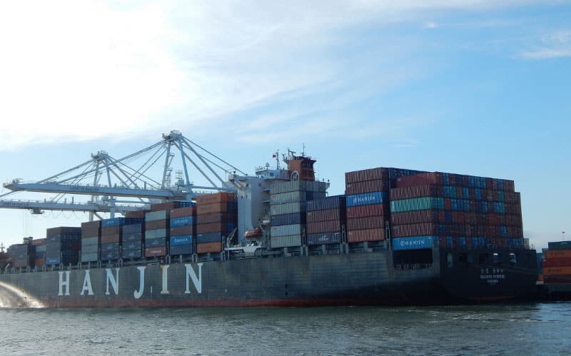 container ship on water