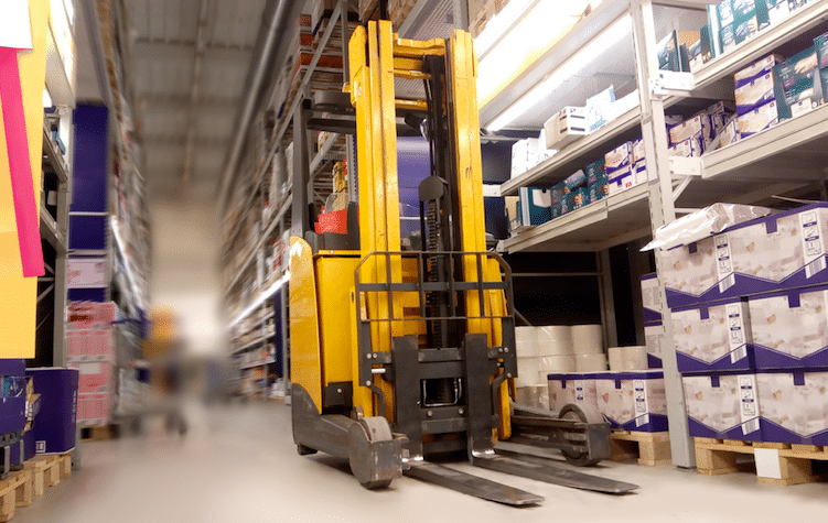 forklift inside warehouse