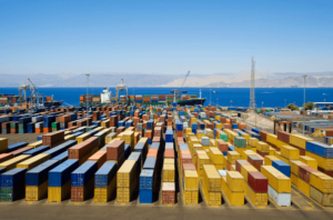 Shipping containers at port
