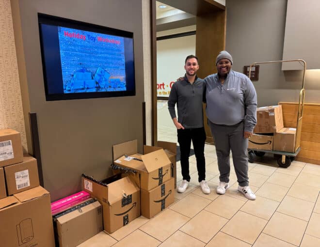 A toy drive with amazon boxes from Capstone Logistics