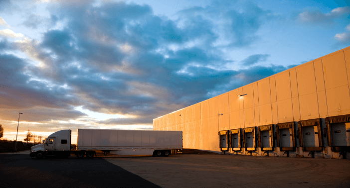 semi truck at loading dock