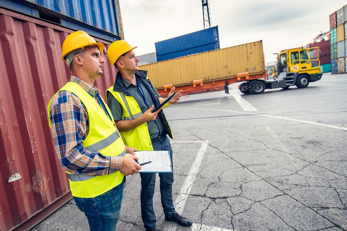 Capstone employees discussing freight options