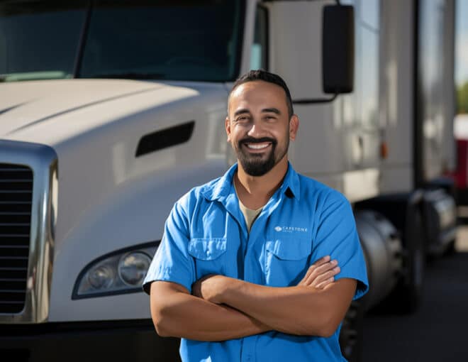 Capstone Logistics Driver Outside of Semi-Truck