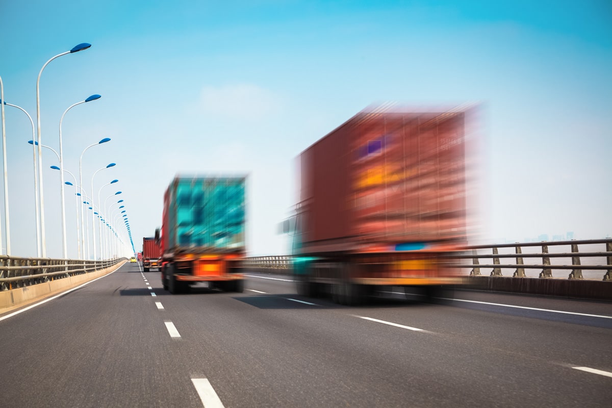 trucks on road