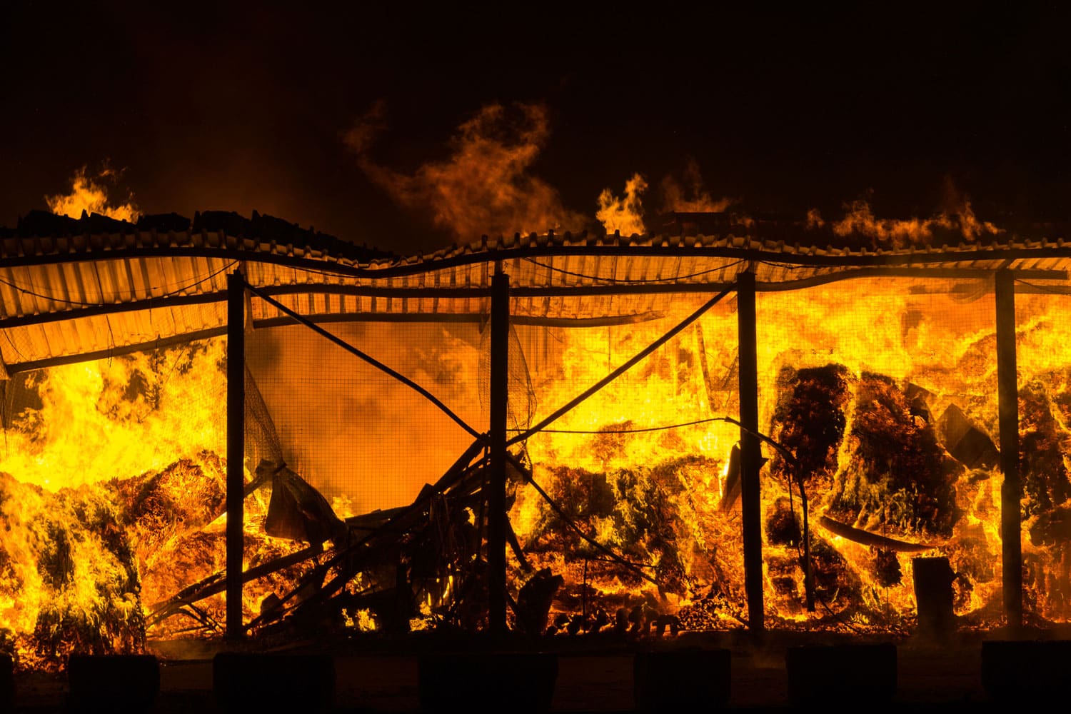 Shelves of Packages in Warehouse Fire