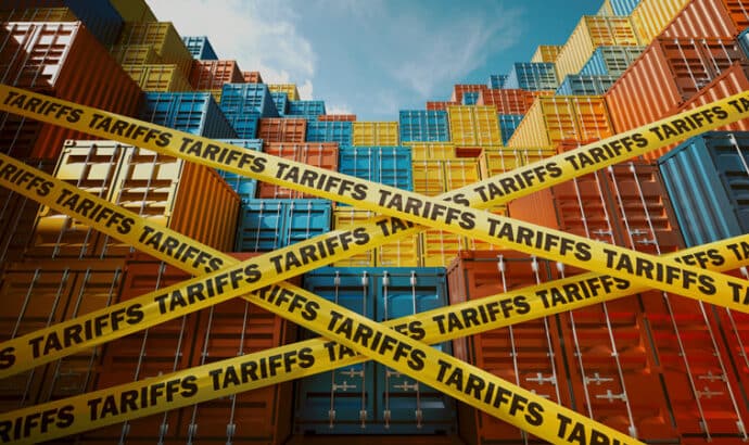 Tariffs tape symbolizing the economic and supply chain impact of rising trade restrictions