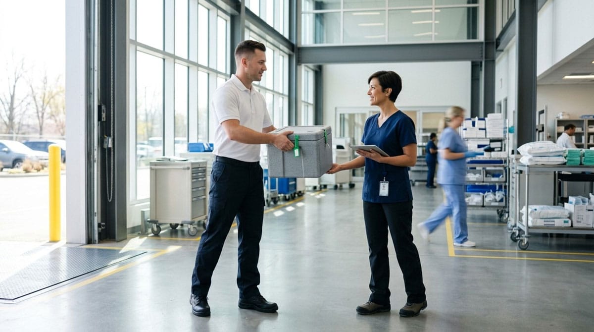 healthcare courier delivery delivering specimen